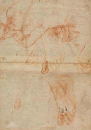 Michelangelo, “Studies for Sistine Ceiling” (circa 1508-12), collection of The Cleveland Museum of Art